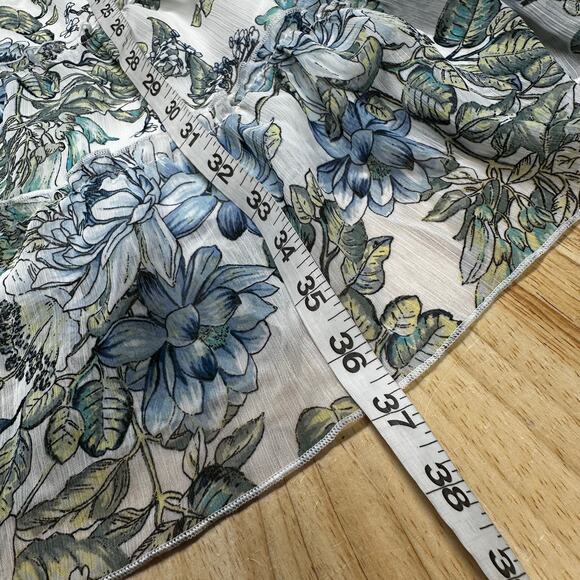 Connected Petite Tiered Chiffon Fit & Flare Blue Floral Dress Women's Size 8P - Picture 7 of 7